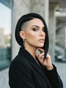 Side-shaved bob haircut