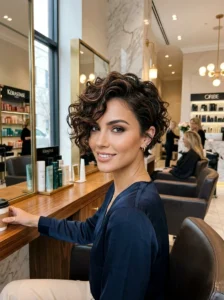 Curly pixie mullet hairstyle