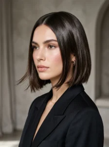 Sleek razor cut bob hairstyle