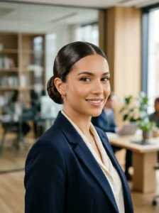 Sleek low bun for work