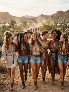Festival-inspired braided and textured hairstyles for outdoor summer events