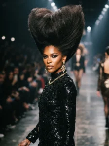 Overly teased voluminous hairstyle