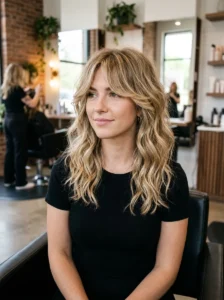 Wavy shag haircut with soft layered texture