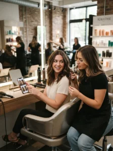 Salon consultation for streaky highlights