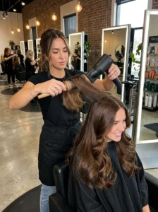 Creating a frizz-free 90s blowout