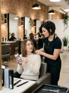 Salon consultation for a razor cut bob