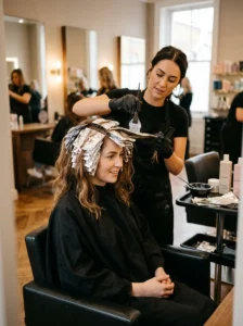 Professional salon appointment for chunky highlights
