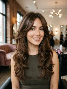 Long butterfly layers with voluminous face-framing pieces