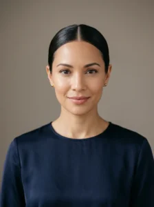 Polished slicked-back bun with a smooth center part