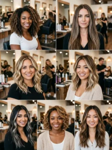 hunky highlights in different tones for various hair colors and skin undertones