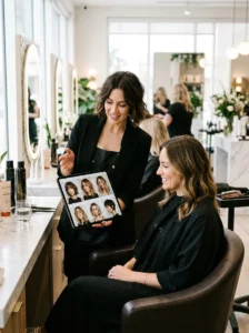 Hair consultation before choosing a stylish haircut