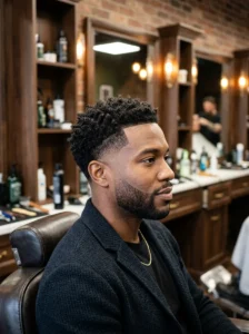Classic temple fade haircut showing clean temple taper