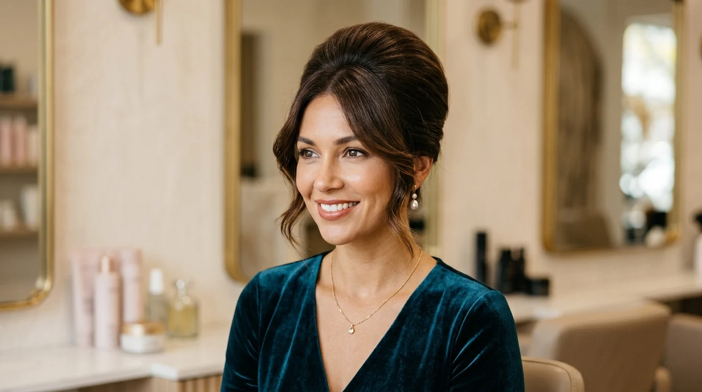 Modern beehive hairstyle with elegant crown volume