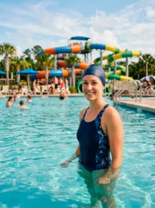 Secure space buns hairstyle for a waterpark