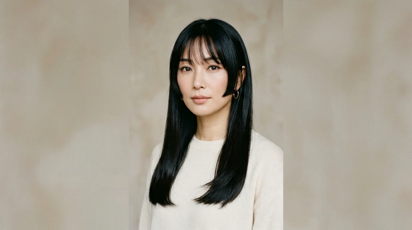 Modern Hime cut with blunt face-framing layers