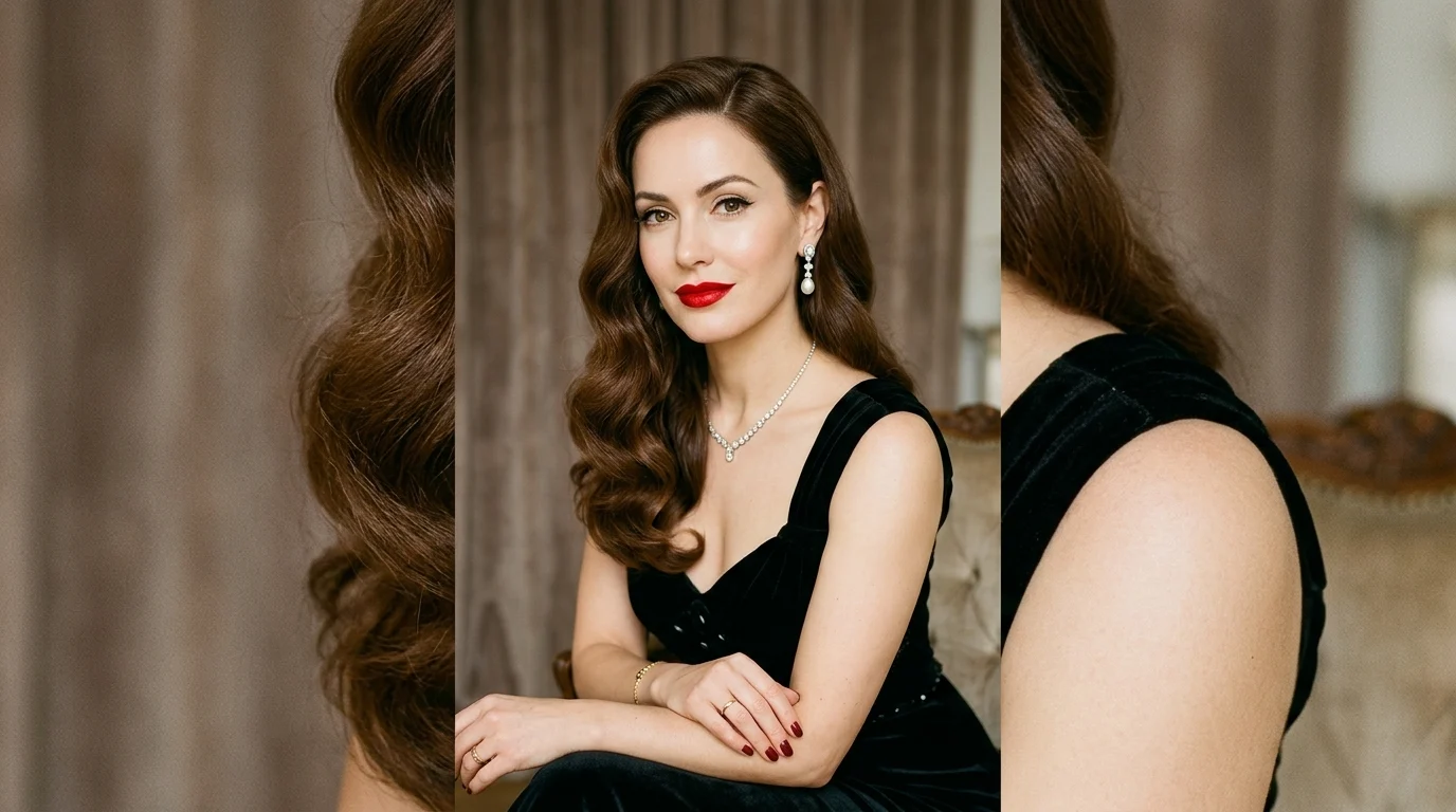 Elegant vintage hairstyle with glamorous Old Hollywood waves