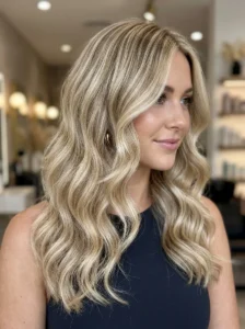 Blonde hair with lowlights creating natural depth and dimension