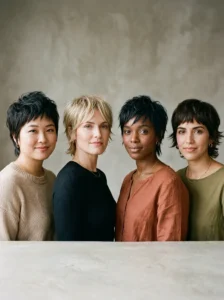 Pixie wolf cut variations customized for different face shapes