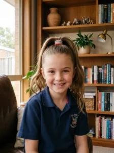 Young girl with a simple high ponytail for school