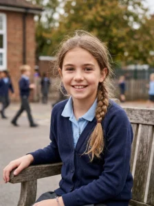 Young girl wearing a simple side braid for school