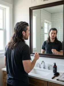 Over-styled men's hair showing how heavy products can reduce natural movement
