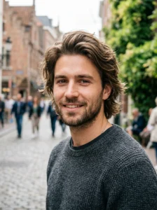 Textured mid-length men's shag with layered natural movement