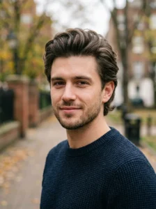 Textured men's quiff with longer sides and natural movement