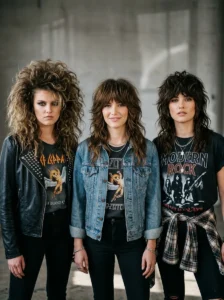 Rocker-inspired hairstyles showing the evolution of volume and texture across eras