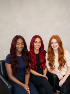 Different red weave shades ranging from subtle burgundy to vivid cherry and copper red
