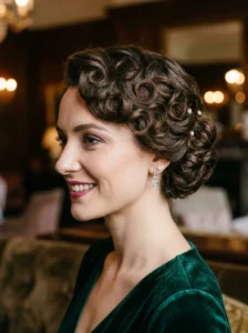 Textured pin curl updo for short hair