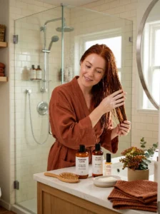 Rich red and auburn hair featuring deep auburn, copper, burnt sienna, and mahogany tones.