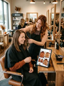 Rich red and auburn hair featuring deep auburn, copper, burnt sienna, and mahogany tones.