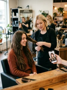 Salon consultation about preserving length while adding wolf cut layers
