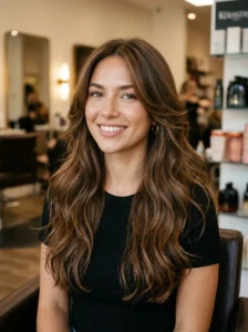 Long hair with soft face-framing layers