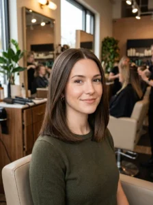 Collarbone-length blunt lob with a simple low-maintenance shape