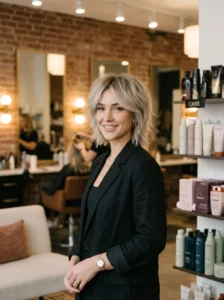 Choppy razor-cut layers creating texture and movement for fine hair.