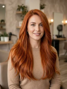 Bright copper red weave with vivid warm orange-red tones