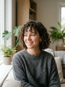 Low-maintenance curly bob designed for natural curl texture