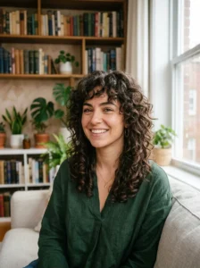 Medium length curly shag with natural volume and defined curls