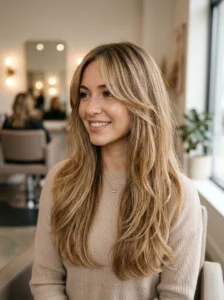 Long layered hairstyles on different hair textures and densities