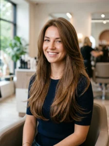 Long layers throughout fine hair to create more volume and movement.