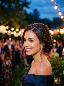 Red, white, and blue glitter roots for a festive evening hairstyle.