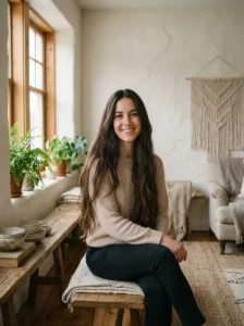 Long layered haircut with subtle movement and no bangs