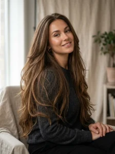 Long hair with gradually distributed layers for movement