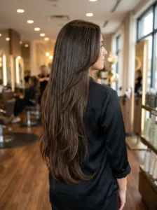 Long shag-inspired layers with textured movement