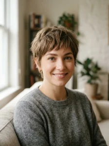 Short textured pixie cut with effortless piecey layers