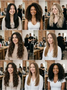 Long layered hairstyles on different hair textures and densities