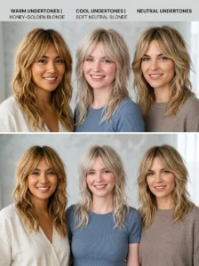 Warm blonde wolf cut variations for different skin undertones