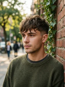 Textured men's crop with a longer movable fringe