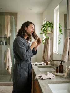 Man consulting a hairstylist about the right long haircut